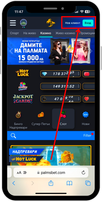 Palms Bet Регистрация Отворете Палмс Бет сайта
