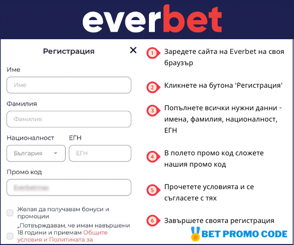 Регистрация Everbet Everbet процесс регистрации